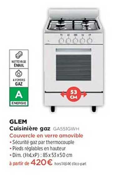 Cuisinière gaz GLEM GASSIGWH