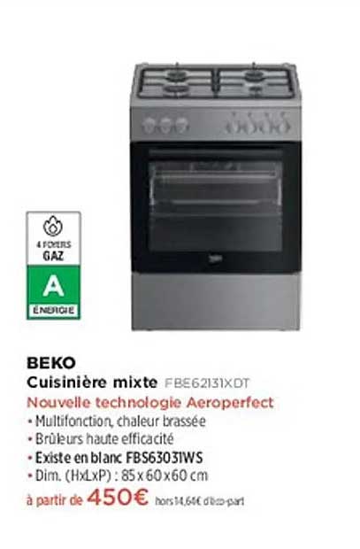 Cuisinière mixte BEKO FBE62131XDT