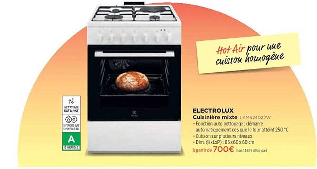 Cuisinière mixte ELECTROLUX LKM624022W