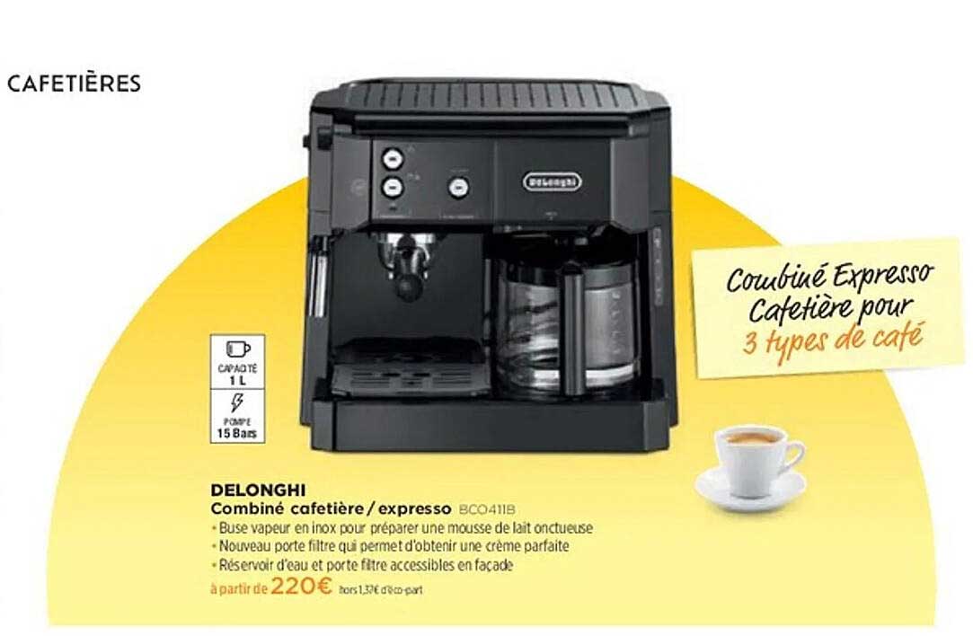 DéLonghi Combiné cafetière/expresso BCO411B