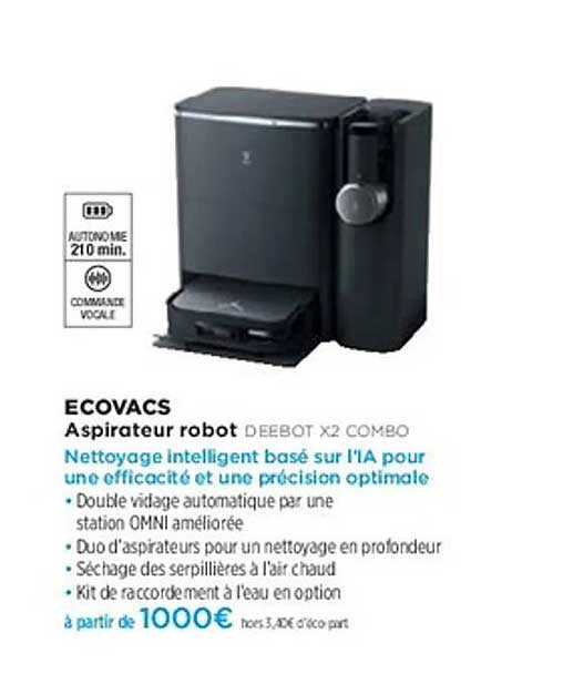 ECOVACS Aspirateur robot DEEBOT X2 COMBO