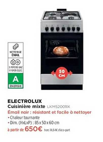 ÉLECTROLUX Cuisinière mixte LKMS20011X