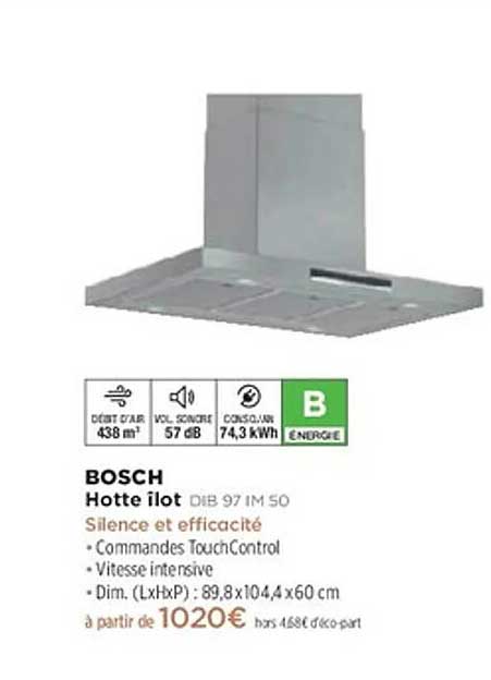 Hotte îlot BOSCH DIB 97 IM 50