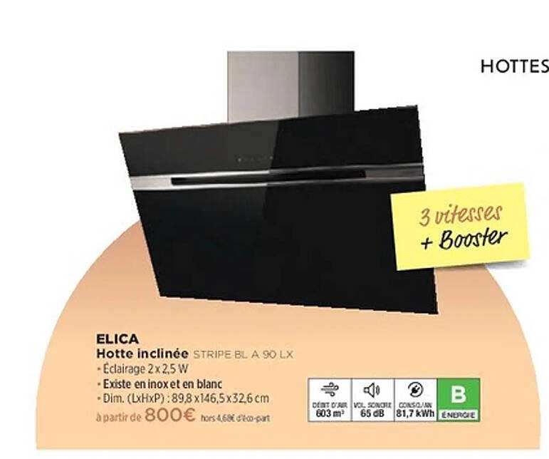 Hotte inclinée ELICA STRIPE BL A 90 LX