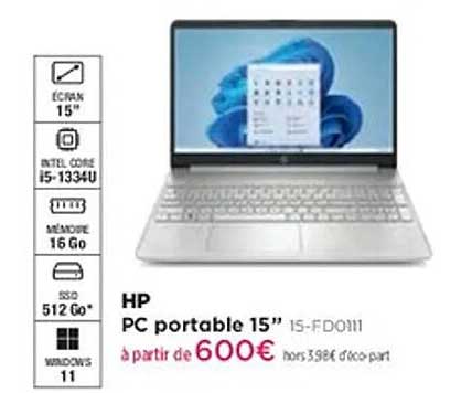 HP PC portable 15'' 15-FD0111