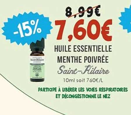 HUile essentielle menthe poivrée Saint-Hilaire