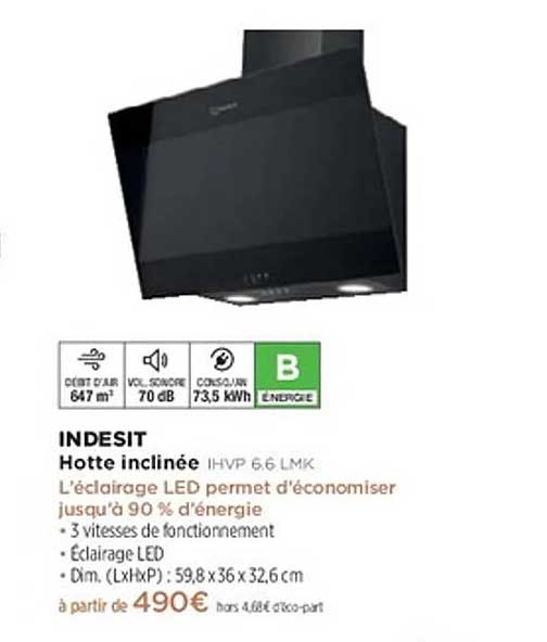 INDESIT Hotte inclinée IHVP 6.6 LMK
