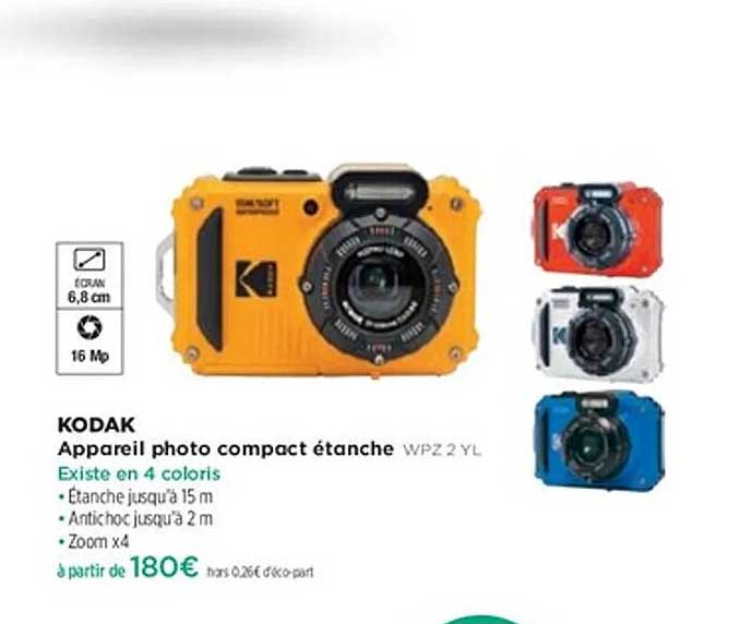 KODAK Appareil photo compact étanche WPZ 2 YL