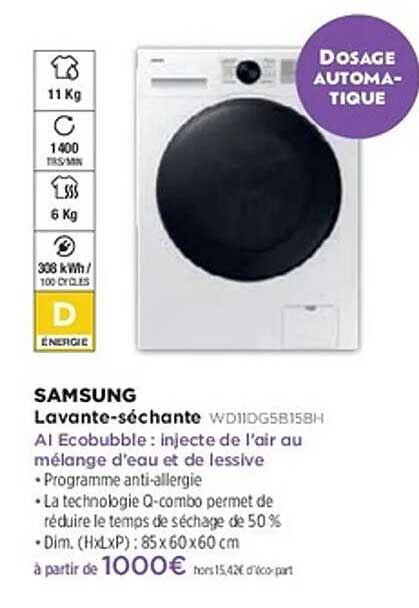 Lavante-séchante SAMSUNG WD11DG5B158H
