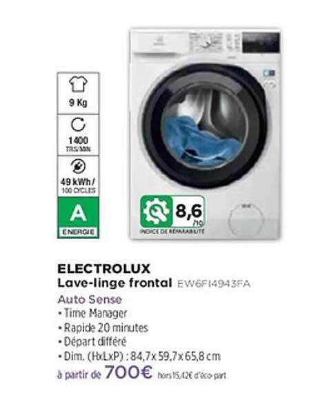 Lave-linge frontal ELECTROLUX EW6F14943FA