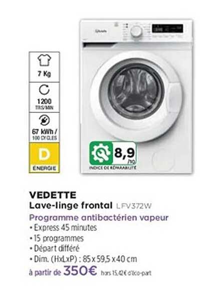 Lave-linge frontal VEDETTE LG FV372W