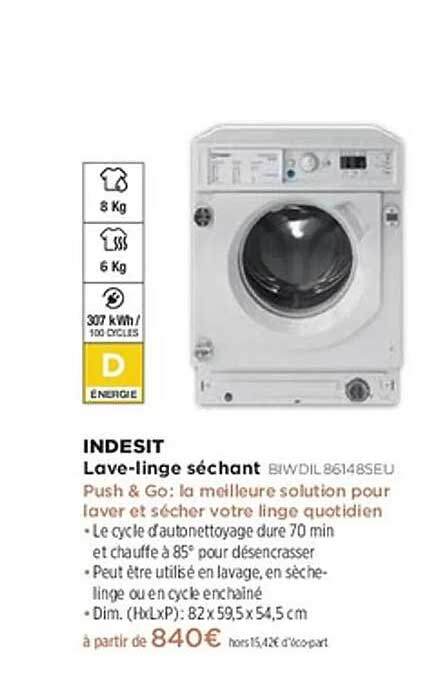 Lave-linge séchant INDESIT BWI DIL 86148 SEU