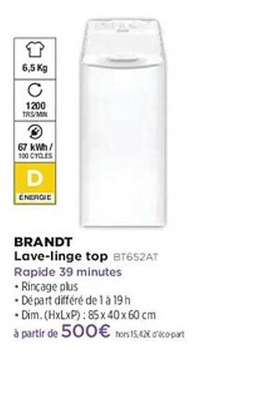 Lave-linge top BRANDT BT652AT