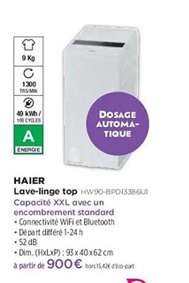 Lave-linge top HW90-BPD13385L
