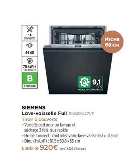 Lave-vaisselle Full SN63EX27VF
