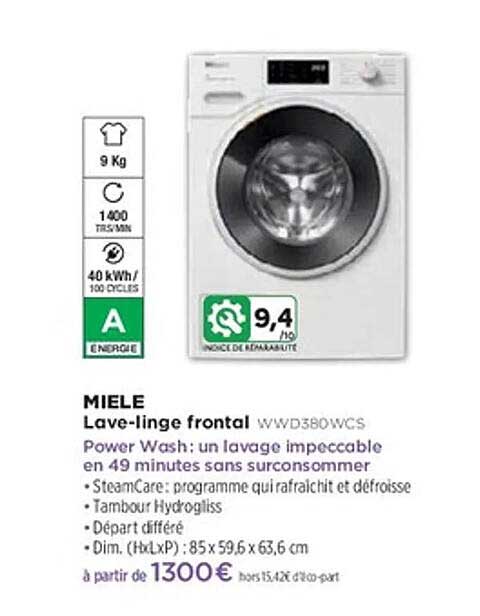 MIELE Lave-linge frontal WVWD380WCS