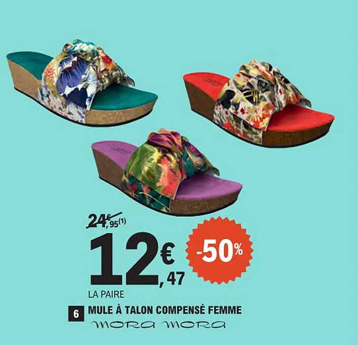MULE À TALON COMPENSÉ FEMME