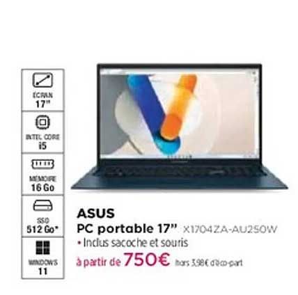 PC portable 17" ASUS X1704ZA-AU250W
