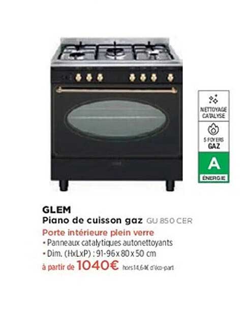 Piano de cuisson gaz GLEM GU 850 CER