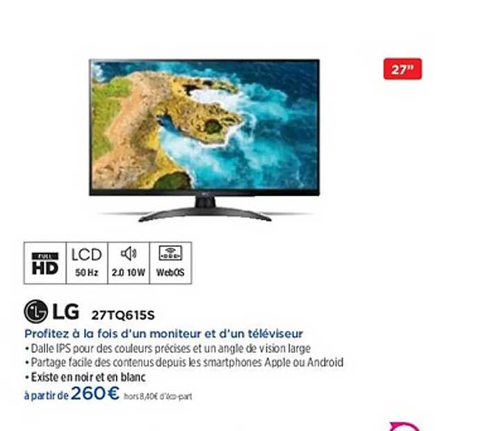 Profitez à la fois d'un moniteur et d'un téléviseur
