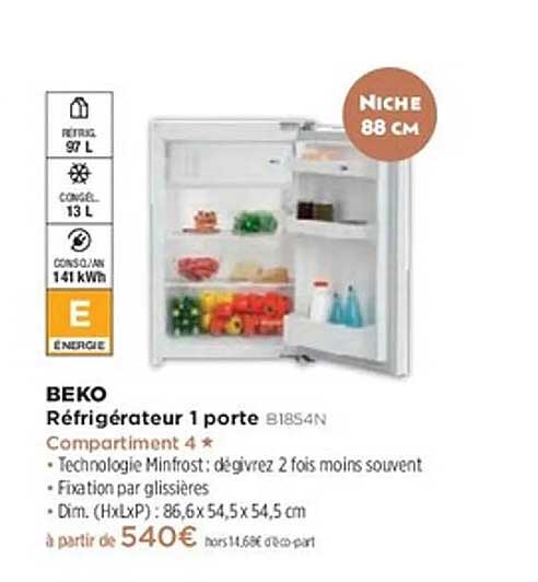 Réfrigérateur 1 porte BIKO B1854N
