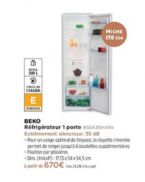 RÉFRIGÉRATEUR 1 PORTE BSSA 315K4SN