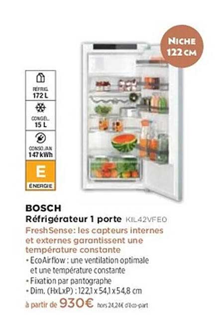 Réfrigérateur 1 porte KIL42VFE0