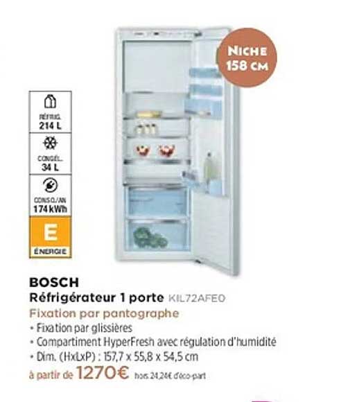 Réfrigérateur 1 porte KIL72AFEO