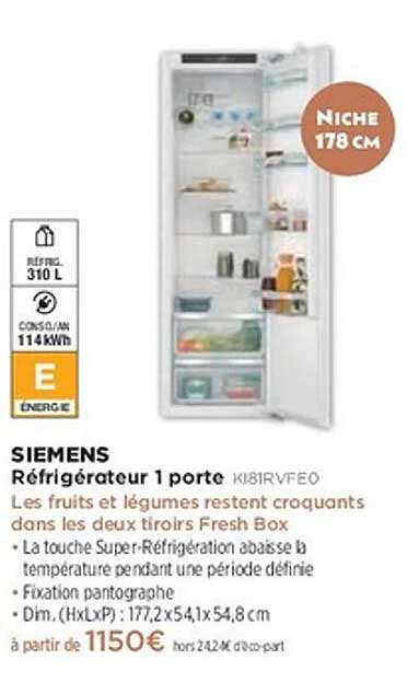 Réfrigérateur 1 porte KJ81RVFE0