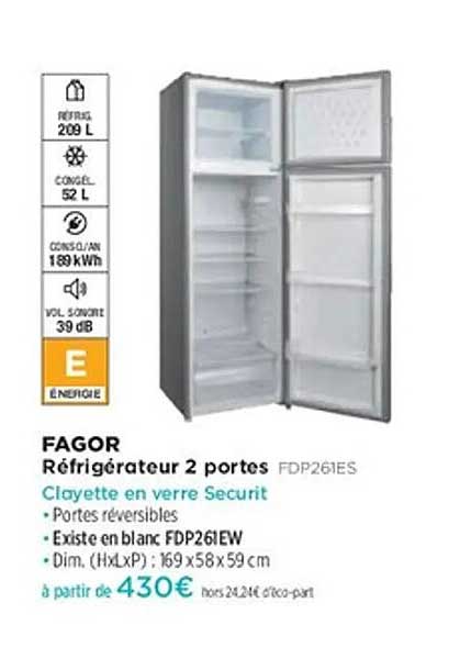 Réfrigérateur 2 portes FDP261ES