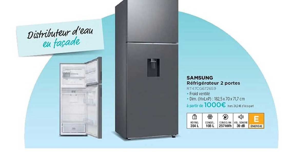 Réfrigérateur 2 portes Samsung avec Distributeur d'eau