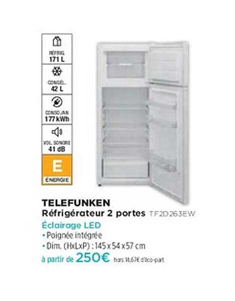 Réfrigérateur 2 portes TELEFUNKEN TF2D263EW