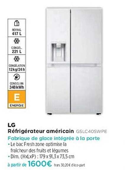 Réfrigérateur américain GSLC40SWPE