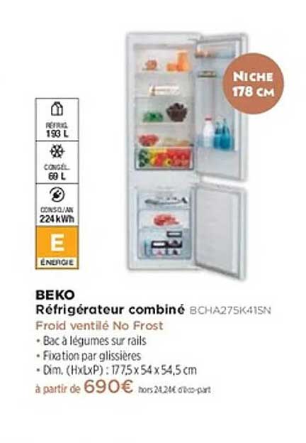 Réfrigérateur combiné BEKO BCHA275K41SN