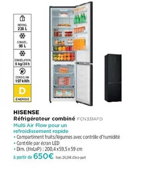 Réfrigérateur combiné HISENSE FCN331AFD