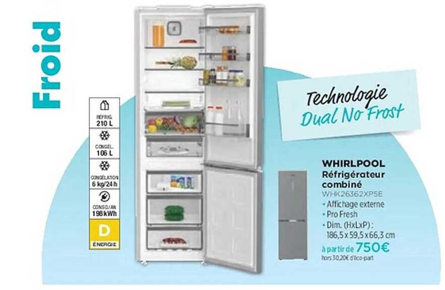 Réfrigérateur combiné WHIRLPOOL - Technologie Dual No Frost