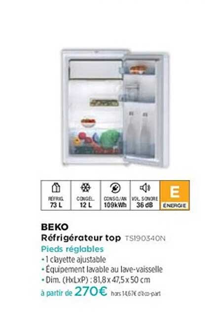 Réfrigérateur top Beko TS190340N