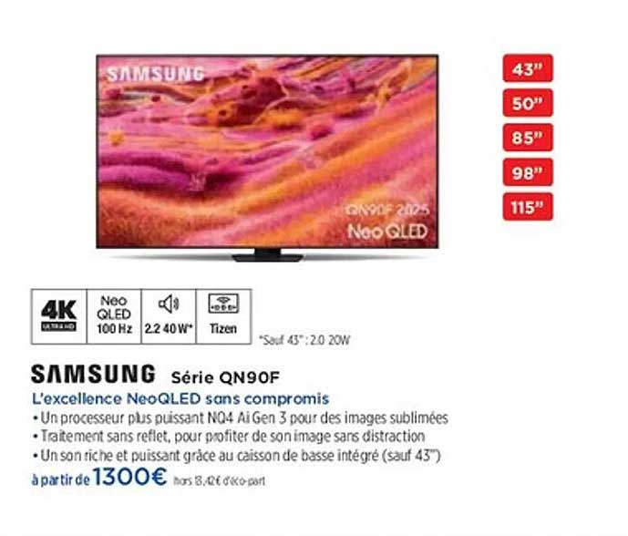 Samsung Série QN90F L’excellence NeoQLED sans compromis