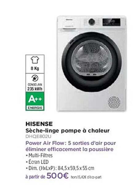 Sèche-linge pompe à chaleur HISENSE DHQE802U