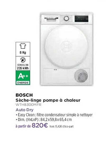 Séche-linge pompe à chaleur WTH8300MFR