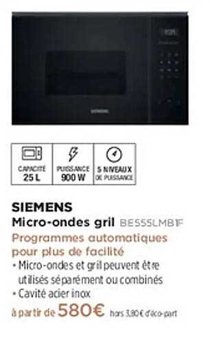 SIEMENS Micro-ondes gril BE555LMBF