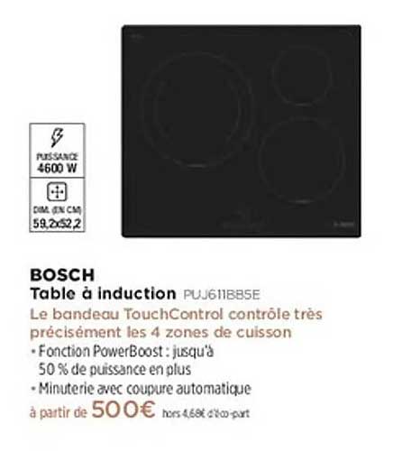 Table à induction BOSCH PUJ611BBSE