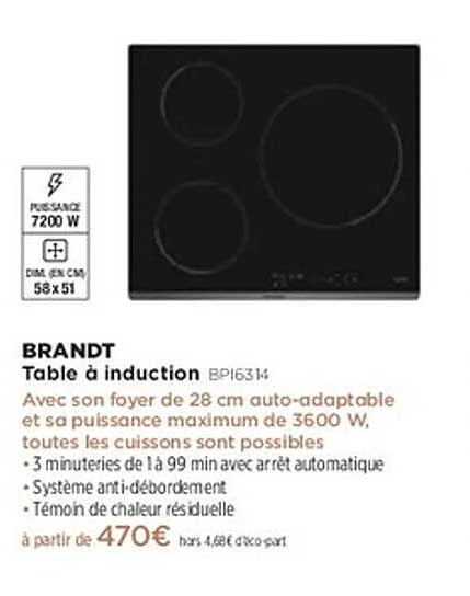Table à induction BRANDT BPI6314