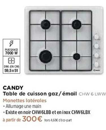 Table de cuisson gaz/émail CHW 6 LVW