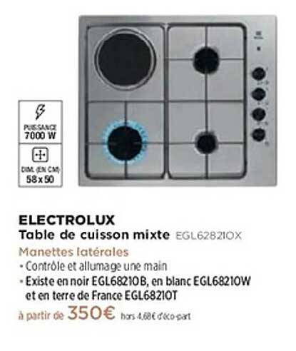 Table de cuisson mixte EGL62821OX