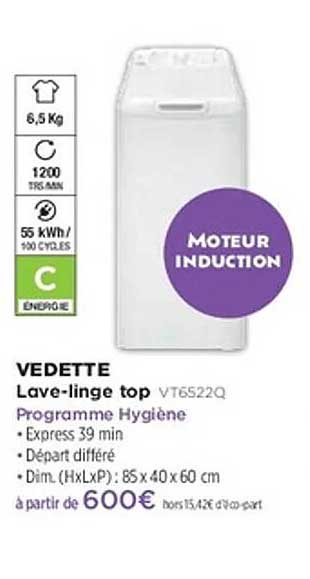 VEDETTE Lave-linge top VT6522Q