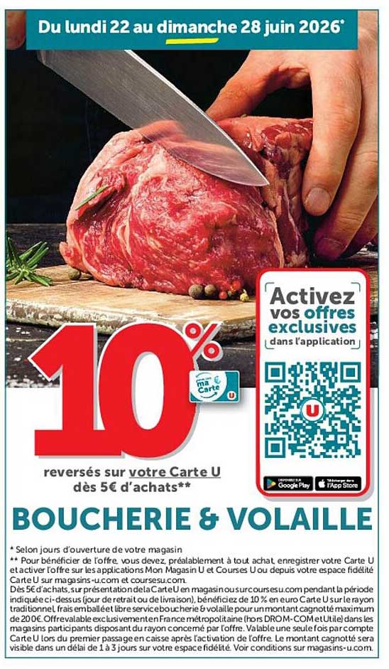 10% reversés sur votre Carte U dès 5€ d’achats**