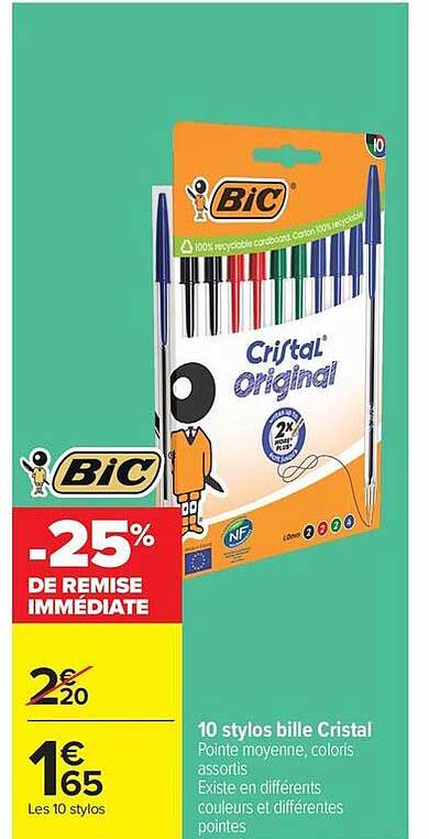 10 stylos bille Cristal