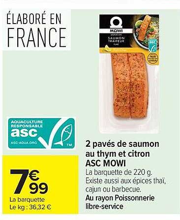 2 pavés de saumon au thym et citron ASC MOWI