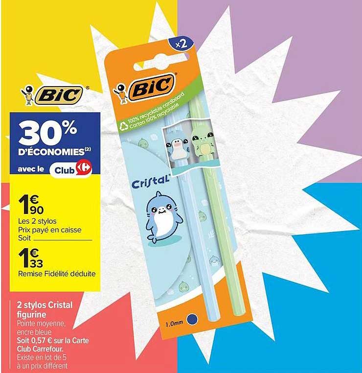 2 stylos Cristal figurine